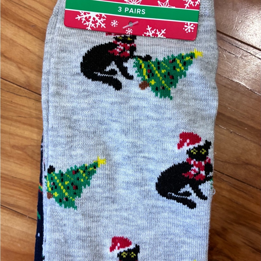 Festive Cat and Christmas Socks